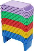 Kids Lap Desk Tray, 25-Pack Stackable Activity Trays with Cup Holder & Phone Slot for Kids, Sturdy PP Table for Reading, Eating, Preschool & Daycare (25-Pack, Color B)