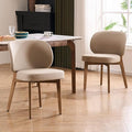 YOUNUOKE Dining Chairs Set of 2, Modern PU Leather Dining Room Chair with Wood Legs, Widen Backrest Upholstered Comfy Armless Side Kitchen Chairs, Khaki