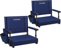 VIVOHOME Stadium Seats with Back Support and Cushion, 2 Pack Portable Bleacher Chairs with Cup Holder and Shoulder Strap