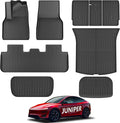 KARPAL Floor Mats Fit for Tesla Model Y Juniper 2025 2026 5-Seat (Not Fit 7 Seats), TPE All Weather Floor Mats & Trunk Mats Backrest Mat 9-PCS for Model Y Juniper Accessories