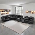 SIENWIEY Manual Leather Recliner Sectional Sofa for Living Room,L Shaped Reclining Sectional Corner Couch with Sofa,Black Recliner Sofa Set with Storage Console/Drop Down Coffee Table/Cup Holders