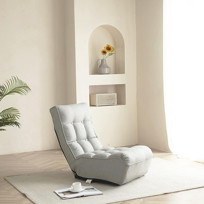 Lazy Floor Chair, Adjustable Reclining Floor Lounger with Back Support, Comfy Tatami Sofa Seat for Adults Bedroom & Gaming