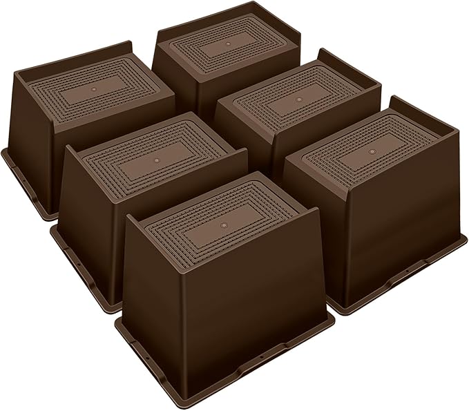 ANNKUT Bed Risers 5 Inch Heavy Duty,Oversized Couch Risers, Extra Wide Furniture Risers for Sofa Table Desk Headboard Chair Lifting,Rectangle Risering Blocks Support 6000 lbs(6 Pack Brown)