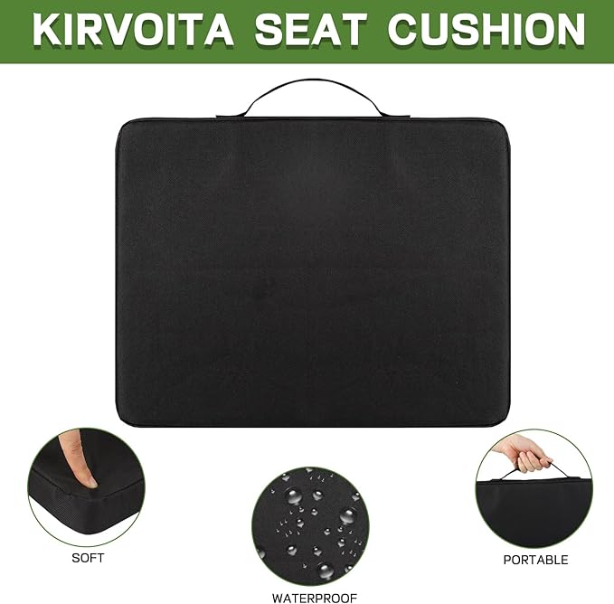 Kirvoita Multi-Functional Stadium Seat Cushions 2 Pack, Waterproof Oxford Filled with High Resilence Sponge, for Any Outdoor Events Use (Black)