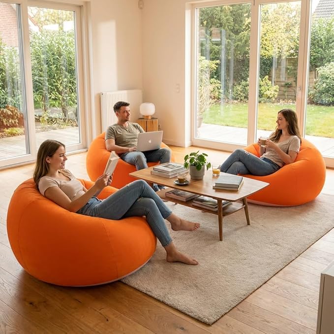 DYRABREST 6 Pcs Bean Bag Chairs for Adults, Inflatable Chairs with Air Pump, Folding Blow Up Couch, Flocking Portable Lazy Sofa for Movie Night, Living Room, Camping, 331 lbs Load-Bearing Capacity