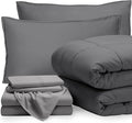 Bare Home Bed-in-A-Bag 7 Piece Comforter & Sheet Set - King - Goose Down Alternative - Ultra-Soft 1800 Premium - Bed Set (King, Grey/Light Grey)