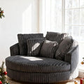 Chifee & Vingol 59.8" W Oversized Accent Round Chair Large Barrel Chair with Wheels & 5 Pillows, Faux Fur Fabric - Charcoal