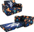 MeMoreCool Folding Kids Couch – 2-in-1 Toddler Sofa Bed & Lounge Chair | Astronaut Print | Fold-Out Design | Washable Cover | Ages 1–3