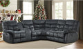 EBELLO Manual Reclining Sectional Sofa Set for Living Room, Soft Fabric Recliner Corner Sectional Couch with Center Console, Cup Holder and Storage, Grey