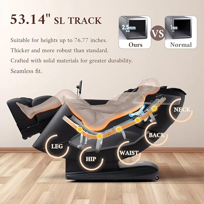 4D Massage Chair, Full Body Massage Chair, Zero Gravity Recliner w/ Intelligent Voice Control, 53.14" SL Track, Electric Calfrest Extension, 12 Auto Modes, USB Type-C, Bluetooth Speaker, TFT Screen