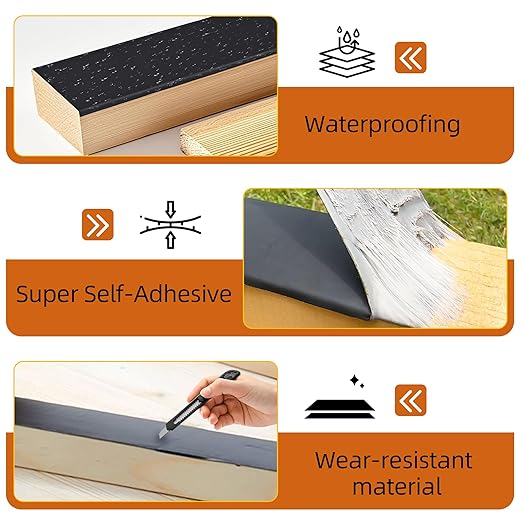 Butyl Deck Tape 2" x 50' with 2 Rolls, Joist Tape 2 inch for Decking, Waterproof and Anti-Corrosion Flashing Tape for Deck, Joist, Roofs, Beams, RV, Doors, and Fences