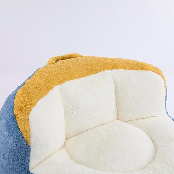 KEIKI Oversized Bean Bag Chairs, Bean Bag Couch for Adults and Kids, Large Reading Chair, Multicolor Faux Fur Floor Sofa for Reading, Playing or Relaxing