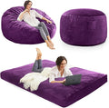 Bean Bag Chairs for Adults - Giant Bean Bag Chair Convertible Bean Bag Bed - Beanbag Chair with Micro Fiber Cover/Furniture Foam Filler - Floor Couch Sofa in Bedroom Dorm Room - Queen Purple
