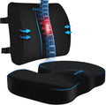 Seat Cushion, Lumbar Support Pillow with Adjustable Strap-Chair Cushions for Sciatica Pain Relief-with Washable Cover Memory Foam for Car, Travel and Wheelchair-Black