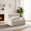 AHMED Boneless Chair, Corduroy Cloud Chair Foam Couch with Wide Armrest&Pillow, No Assembly Reading Single Sofa for Living Room/Bedroom/Apartment, Beige,Single