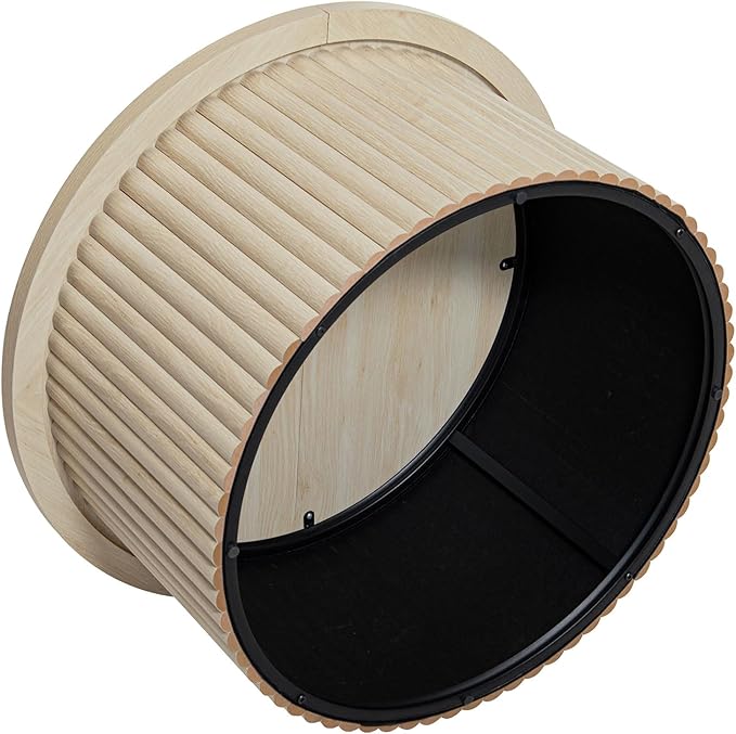 31.54" Round Coffee Table,Modern Drum Side Accent End Table for Living Room,Apartment,Natural