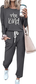 PRETTYGARDEN Women Fall 2 Piece Lounge Outfit Long Sleeve Tops High Waisted Jogger Pants Set Spring Travel Clothes Tracksuit
