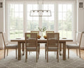CIMOTA Farmhouse Dining Chairs Set of 6, French Rattan Dining Room Chairs with Rectangle Back/Distressed Wood Upholstered Vintage Side Chairs for Kitchen/Restaurant, Grey/6PCS