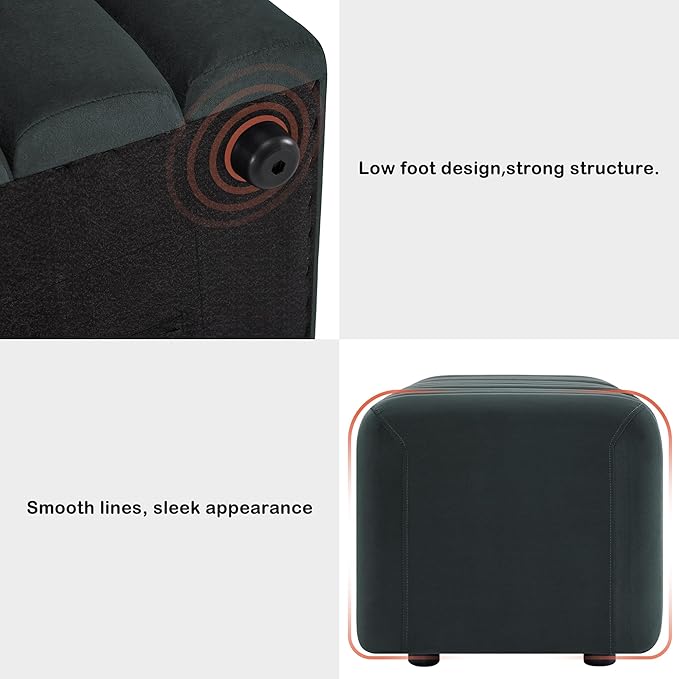 MCombo Waiting Room Benches, Guest Reception Lobby Chairs for Salon, Velvet Upholstered Ottoman for Bedroom Entryway 4698 (Dark Grey)