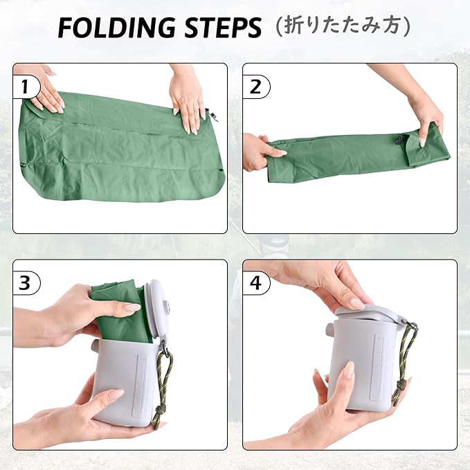TRIWONDER Ultralight Inflatable Seat Cushion Seat Pad with Air Pump, Easy to Inflate & Deflate Compact Air Pad with Storage Bag for Camping Fishing Office Airplane Stadium Car (Green with Pump)