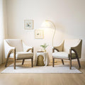 CIMOTA Mid Century Modern Accent Chairs Set of 2 with Barrel Back, Upholstered Armchair Comfy Reading Chairs with High-Rebound Foam Seat, Solid Wood Legs for Living Room/Bedroom, Linen Fabric, Beige