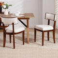 DM Furniture Dining Chairs Set of 2 Linen Fabric Upholstered Dining Room Chairs with Curved Backrest Mid Century Modern Farmhouse Kitchen Chair Solid Wood Side Chairs for Living Room/Restaurant