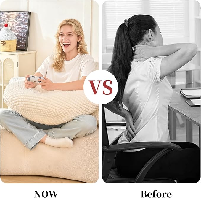 PAJEO Reading Pillow for Bed,U Shaped & Back Support Pillow for Bed,17" Backrest with Lumbar & Arm Support,Comfy Flannel Fabric,Lap Pillow for Gaming/Reading/Watching TV,White