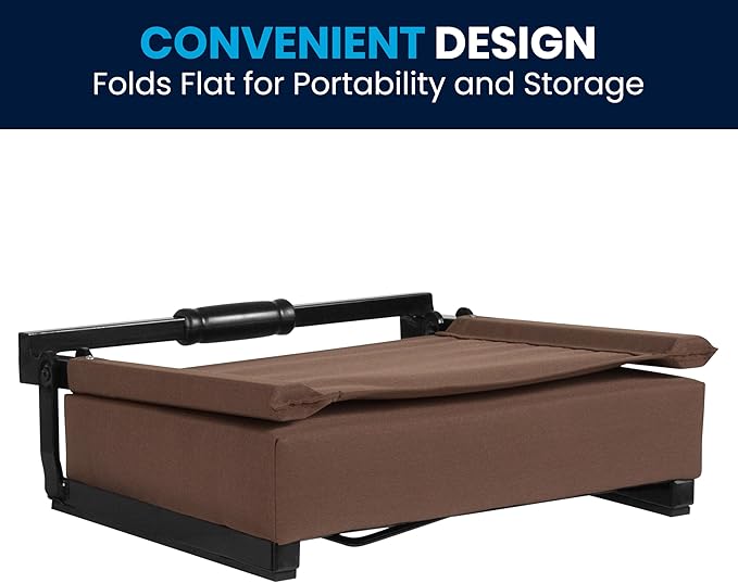 Flash Furniture Grandstand Portable Stadium Seat for Bleachers or Benches, Folding Padded Stadium Chair with Carrying Handle, 500 lb. Weight Capacity, Brown