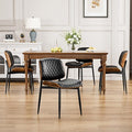 YaFiti Dining Chairs Set of 4, FSC Certified Mid Century Modern Accent Dining Room and Kitchen Chairs, Upholstered PU Leather Diamond Check Chairs with Walnut Bentwood and Metal Legs, Black