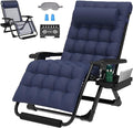 ZENPETIO Oversized Zero Gravity Chair, 33In XXL Zero Gravity Recliner Lounge Chair, Anti Gravity Chair for Indoor and Outdoor, Reclining Camping Chair for Lawn and Patio w/Cushion and Footrest, 500LBS