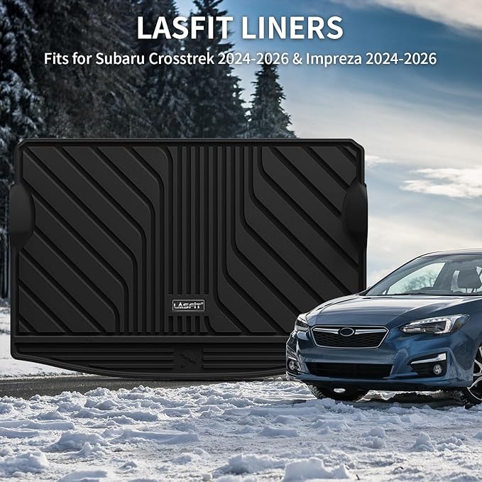 LASFIT Cargo Mat for Subaru Impreza & Crosstrek 2026 2025 2024, All Weather TPE Custom Fit Easy Clean Durable No-Curling Car Trunk Mat for Crosstrek & Impreza 2026 2025 2024 Cargo Liner,Black