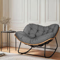 Outdoor Egg Rocking Chair, Indoor Papasan Rocking Chair with Thick Cushion, Modern Lounge Rocker for Balcony, Living Room, Bedroom, Porch, Lawn, Garden (Gray)