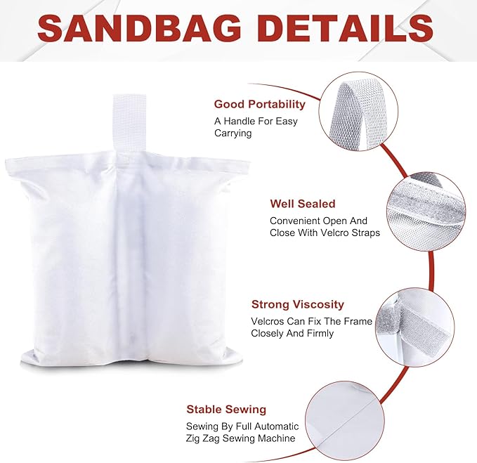 ABCCANOPY Canopy Weights 120 LBS Tent Sand Bags,4pcs-Pack (White)
