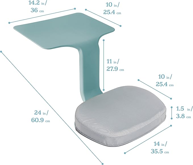 ECR4Kids The Surf Portable Lap Desk with Cushion , Flexible Seating, Seafoam, 10-Piece