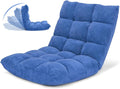 GOFLAME 14-Position Folding Floor Chair, Padded Gaming Lazy Sofa Chair with Adjustable Backrest, Couch Recliner, Sleeper Bed Lounge Chair for Reading, Gaming, Meditating (Blue)