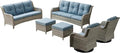 Rilyson Patio Furniture Swivel Chairs Set - 6 PC Wicker Rattan Outdoor Sectional Conversation Sets with 2 Rocking Chair,2 Ottoman and 2 Sofa for Porch Deck Garden(Light Grey/Sky Blue)