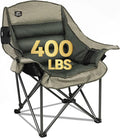 LANMOUNTAIN Oversized XL Folding Camping Chair,Heavy Duty Support 400Lbs,Large Comfy Padded Camp Chair for Adults,Lawn Arm Chair w/Cup Holder,Phone Holder,Carry Bag Perfect for Outdoor (Brown