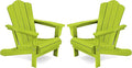 KINGYES Folding Adirondack Chair Set of 2, HDPE All-Weather Folding Adirondack Chair, Apple