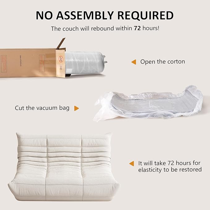 Bean Bag Chair, Fireside Chair, Large Bean Bag Chair for Adults, Bean Bag Chairs for Teens with High-Resilience Foam, Non-Slip Base Floor Lounge Sofa,Living Room (White, Loveseat)