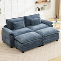 Oprisen 86" Modular Sectional Sofa, Comfy Cloud Couch Sectional Sofa with Ottoman, Chenille Sofa Sleeper Deep Seat Sofa with Throw Pillows for Living Room (Blue)