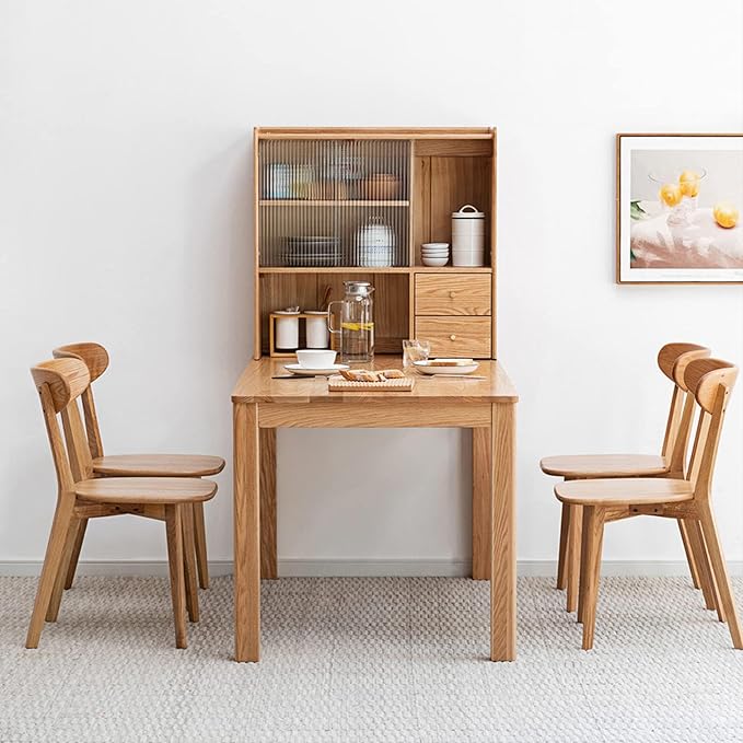 Bamskov 100% Solid Oak Wood Dining Chairs Set of 2 - Mid Century Modern Dining Chairs for Dining Room, Kitchen, and Living Room (Natural)