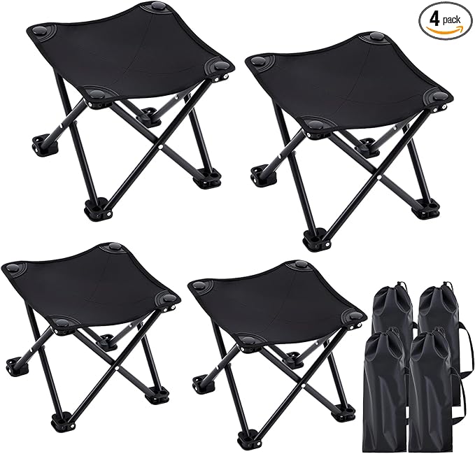 Ripeng 4 Pcs Portable Airplane Travel Foot Rest, Folding Camping Stool, Under Desk Foot Rest at Work for Long Flight, Home and Office Outdoor Hiking Fishing with Carry Bag