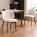 YOUNUOKE Dining Chairs Set of 2, Modern Chenille Fabric Dining Room Chair with Wood Legs, Widen Backrest Upholstered Comfy Armless Side Kitchen Chairs, Beige