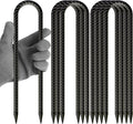 OK5STAR 12 Inch U Shaped Trampoline Stakes 8 Pack, 5/16" Diameter Heavy Duty Steel Wind Resistant Rebar Stakes, Black E-Coated Anti-Rust Ground Stakes for Trampoline, Swing Set, Bounce House Safety