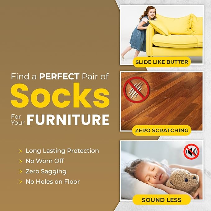 16 Pcs Khaki Chair Socks - Premium Knitted Protectors for Hardwood Floors - Easy to Fit All Leg Shapes - Noise Reduction and Scratch Protection - High Elastic Bar Stool Leg Covers - Furniture Pads
