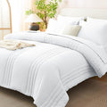 CozyLux California King Size Comforter Set - 7 Pieces Bed in a Bag White Comforter Set with Sheets Cal King, Soft Bedding Set with Down Alternative Comforter, Sheets, Pillowcases & Shams