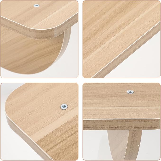 BESTonZON Wooden Under Desk Footrest 34X24Cm Curved Surface Anti-Slip Footstool for Office Pressure Relief and Leg Massage Support at Work Random Color Random Color