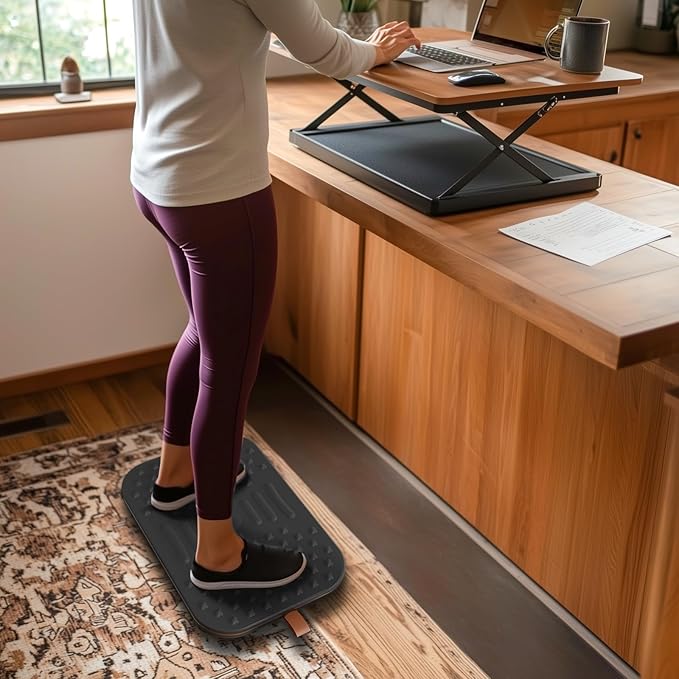 ERGO COLLECT Balance Board For Standing desk, 2-in-1 Dual-Sided Balance Stability Trainer & Anti-Fatigue Standing Mat,Calf Stretcher,Exercise Balance,For Home,Gym,Office