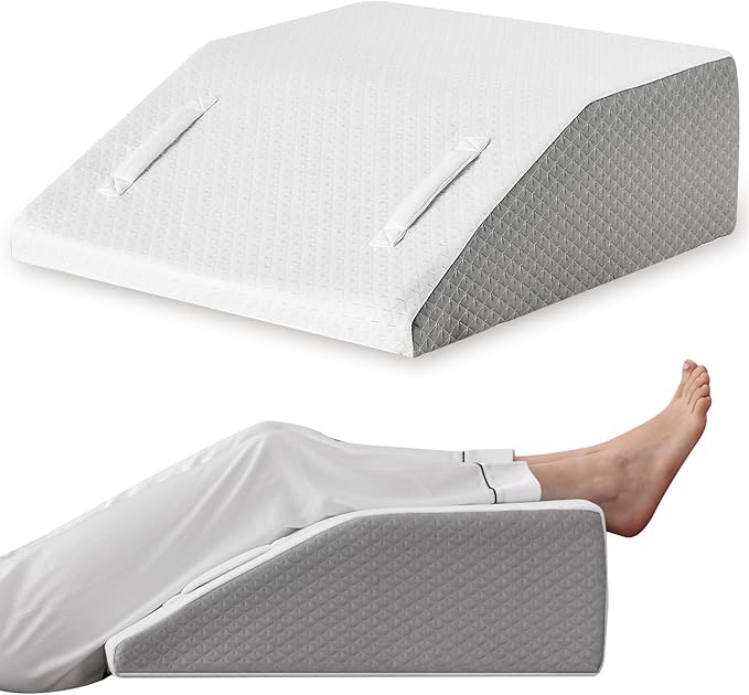 Ruqmuis Leg Elevation Pillow for After Surgery, 6inch Foam Leg Elevating Pillow for Swelling and Blood Circulation, Leg Wedge Pillow for Sleeping, Knee Pillow for Knee Hip Ankle Pain Relief, White