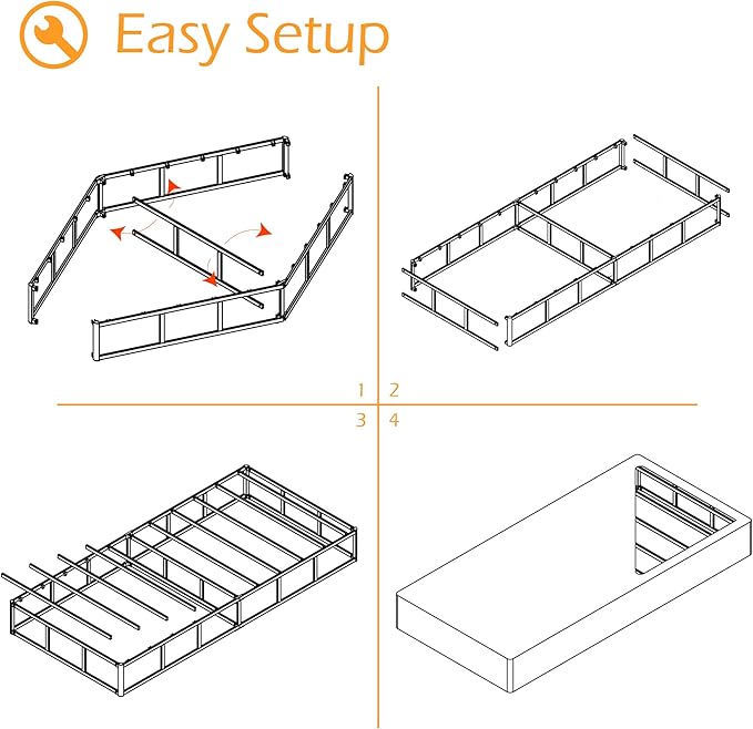 Maenizi Twin XL Box Spring 9 Inch, Heavy Duty Metal Box Spring Bed Base with Fabric Cover, Mattress Foundation, Easy Assembly, Noise Free, Black